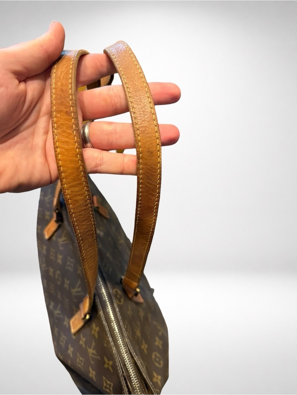 Louis Vuitton Authentic Cabas Piano MM Brown Tote Shoulder Bag Vintage Purse - Picture 8 of 16